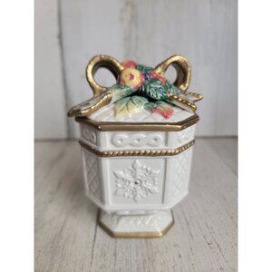 Fitz Floyd trinket box snowy Woods‎ snowflake vintage home decor